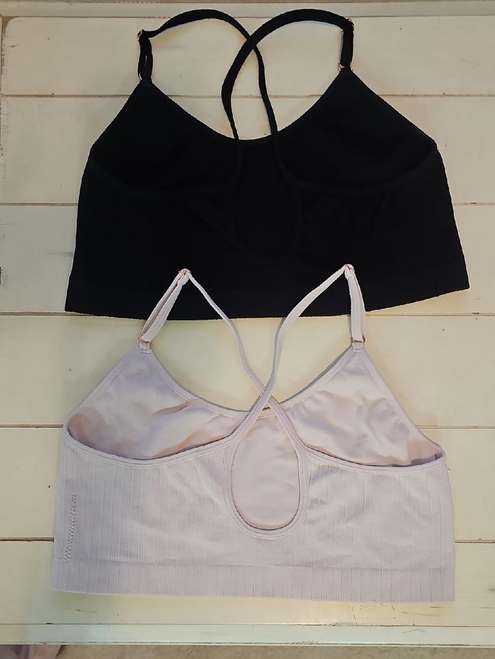 Danskin Cross-Back Bralette Duo — Black & Light Pink